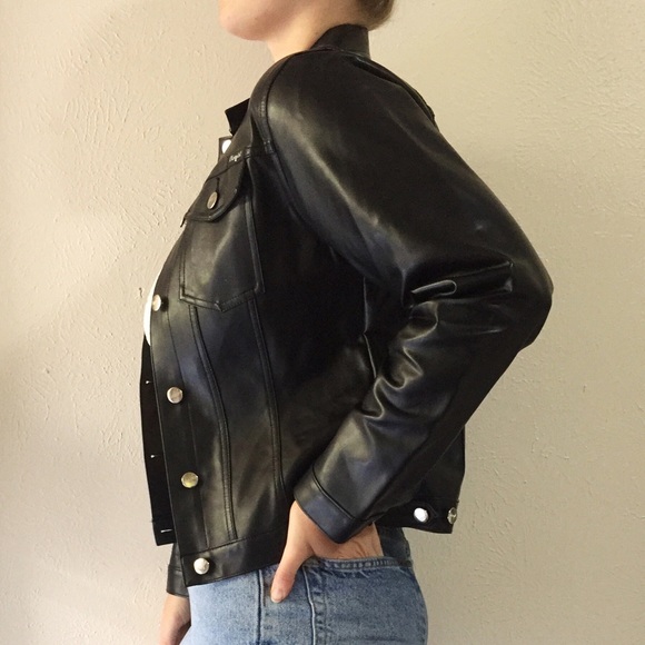 SOLD VTG RARE Wrangler Pleather Trucker Jacket - Picture 3 of 7